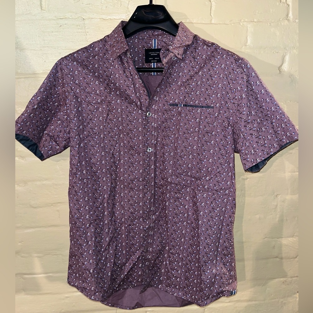 Purple Short Sleeve Dress Shirt